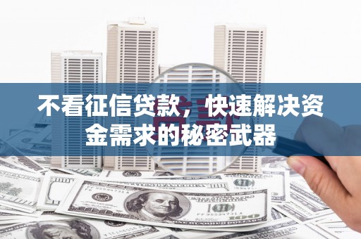 比如不看征信贷款，快速解决资金需求的秘密武器