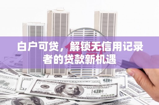 海东白户可贷，解锁无信用记录者的贷款新机遇